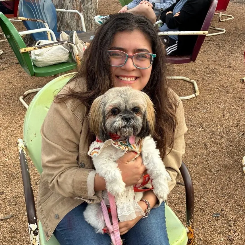 Friend with friendly pup