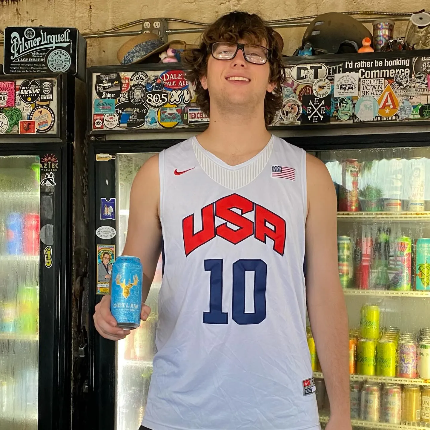 Patron at the beer coolers